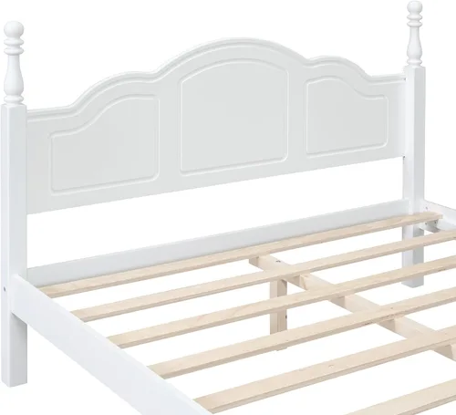 Miniatura 4 de Harper & Bright Designs Cama de plataforma tamaño Queen con cabecero, marco de cama de madera de estilo retro con soporte de listones, camas