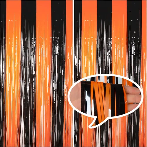 Miniatura 12 de Melsan - Cortinas de fondo con flecos de oropel negro para fiestas, Melsan de 3.2 x 8 pies, telón de fondo de fotos negro para cumpleaños