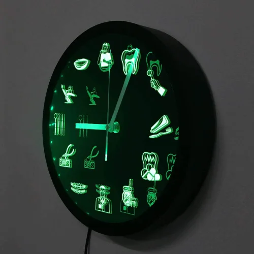 Miniatura 8 de The Geeky Days Dentista Clínica Dental Neón Reloj de Pared Señal Dental Oficina Higienista Iluminación LED Decoración Regalo