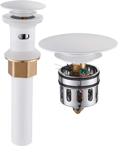 Miniatura 19 de REGALMIX Desagüe para Lavabo de Recipiente, Grifo de Baño Desagüe Pop Up para Lavabo de Recipiente, Colador Anti-Obstrucción Integrado, con Negro