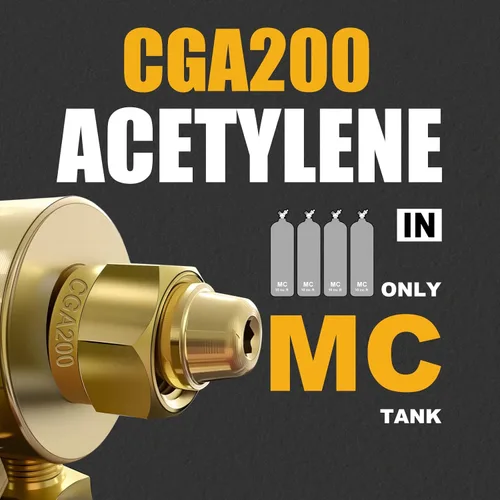 Miniatura 2 de Conjunto de reguladores de acetileno de oxígeno, conexión de entrada CGA540 y CGA200 3/8-24 (tipo "A") Conexión de salida