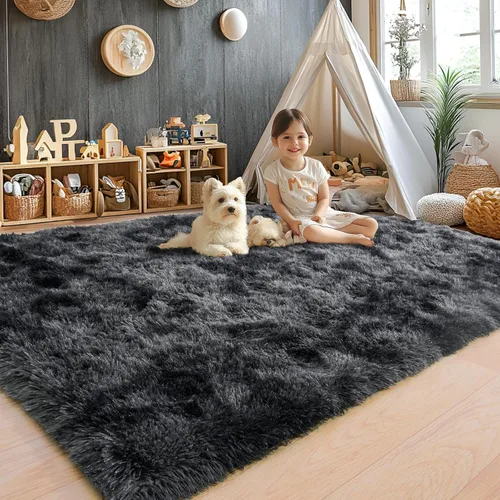 Miniatura 108 de Alfombras de área de 8x10 para sala de estar, alfombra shaggy grande ultra suave y esponjosa para dormitorio, alfombras de felpa mullida Blanco crema