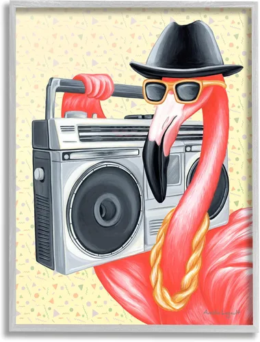 Miniatura 8 de Stupell Industries Funky Retro Flamingo Boombox Music Patrón geométrico, diseño de Amelie Legault