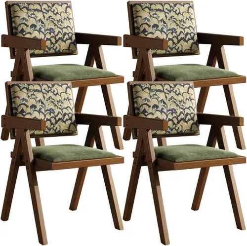 Miniatura 20 de YVYKFZD Juego de sillas de comedor de madera maciza, sillas de cocina sin brazos, silla de comedor tapizada con respaldo, sillón de terciopelo