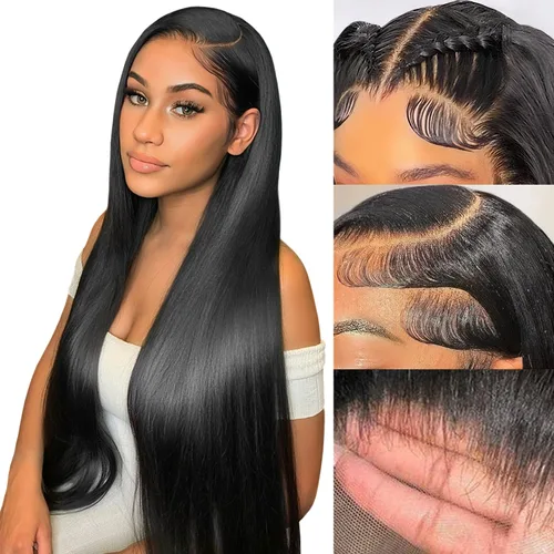 Miniatura 10 de Pelucas de cabello humano lacio prearrancado de 13 x 6 pulgadas, pelucas de cabello humano de densidad 200 HD transparente con encaje frontal