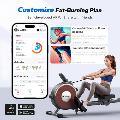 Miniatura 7 de MERACH Rowing Machines for Home, Magnetic Rowing Machine with 16 Levels, Rower Machine of Quiet Resistance, Dual Slide Rail with Max 350lbs