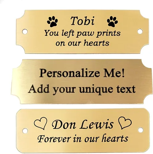 Miniatura 2 de 3 pulgadas de ancho x 1 pulgada de alto, fabricadas en Estados Unidos, placas de nombre de latón personalizadas, placa grabada a medida para premio
