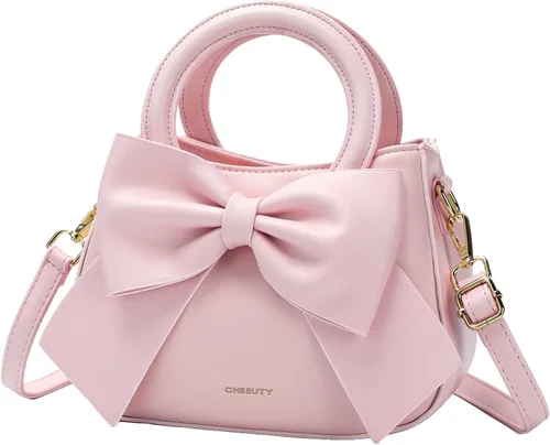 Miniatura 12 de Bolsos pequeños para mujeres tipo bandolera, bolso cruzado de cuero vegano y carteras con asa superior de transporte y lindo nudo de lazo