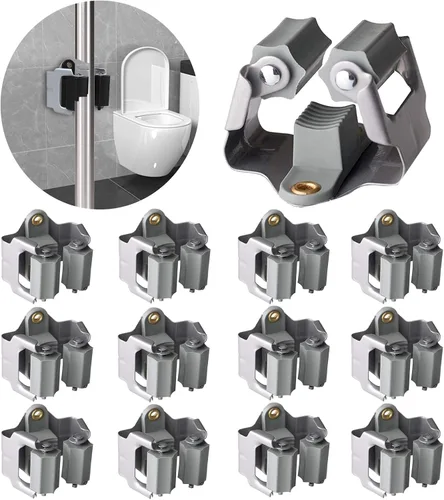 Miniatura 15 de 3-H Soporte para trapeador y escoba de gran tamaño para colgar 2.2 lbs extra, paquete de 10 soportes de pared para colgar y organizar rastrillo