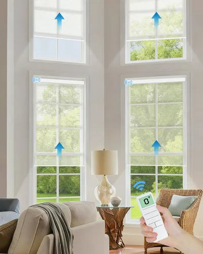 Miniatura 24 de Tokblind Persianas enrollables motorizadas de filtrado de luz con control remoto, persianas inteligentes para ventanas compatibles con Alexa Google