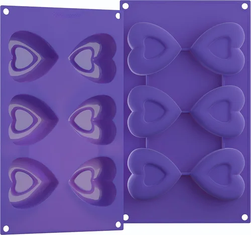 Miniatura 2 de Bakerpan Moldes de silicona con forma de corazón de San Valentín para hornear, juego de 2 moldes para tartas en forma de corazón