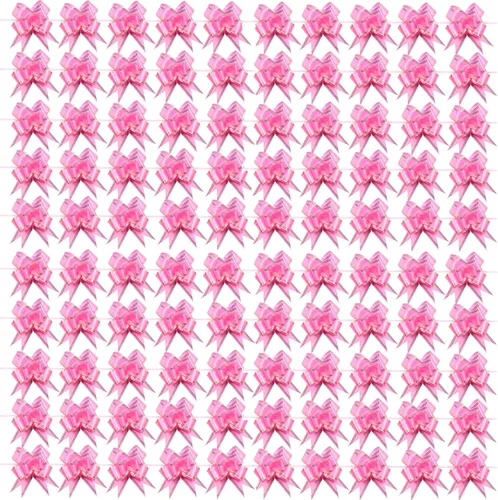 100 lazos grandes de 2.0 in de colores surtidos para Navidad, boda, fiesta, cumpleaños, automóvil, vacaciones, bolsas, cestas y botellas de Rosado