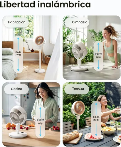 Miniatura 4 de SwitchBot Ventilador de pedestal inteligente, ventilador oscilante recargable para dormitorio, con cable e inalámbrico, ventilador de piso