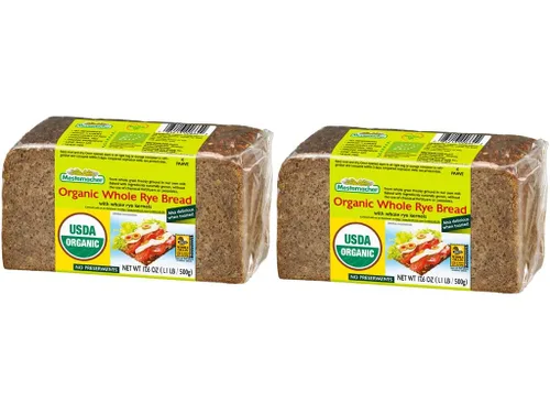 Mestemacher Pan de centeno entero orgánico, 17.6 onzas, auténtico pan de centeno alemán de grano entero | Pan europeo denso de alta fibra, orgánico