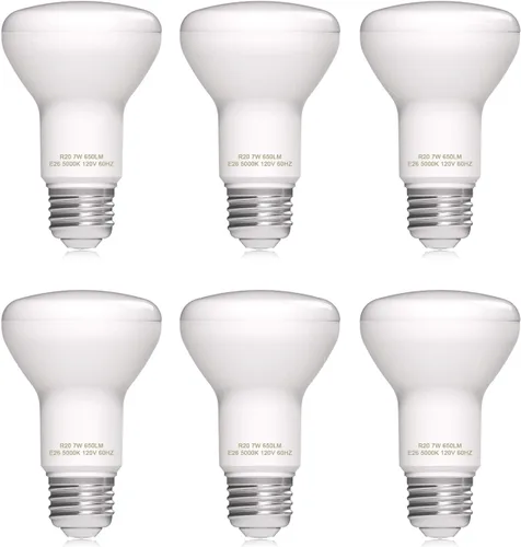 helloify Bombilla LED regulable R20/BR20, 7 W, equivalente a 50 W, luz blanca diurna de 5000 K, 600 lm cada una, lámpara de ahorro de energía para