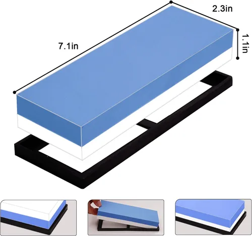 Miniatura 2 de Whetstone - Juego de afilador de piedra de agua de alta calidad, grano 1000/3000, afilador de cuchillos perfeccional, juegos de piedra húmeda