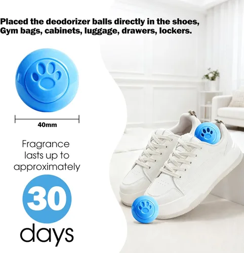 Miniatura 3 de SCENTORINI Bolas desodorantes para zapatos, paquete de 8 bolas desodorizantes de lino, eliminador de olores para zapatos, botas, ambientador