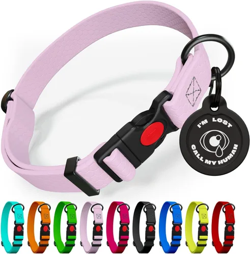 Miniatura 13 de Collar de perro ajustable con código QR identificación adjunta, fabricado en Estados Unidos, collar de perro resistente al agua con hebilla de Azul