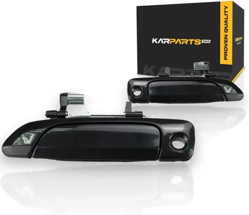Miniatura 9 de KarParts360 Para Honda Civic 2001 02 03 04 2005 Manija de puerta exterior delantera, lado del conductor negro liso con orificio para llave