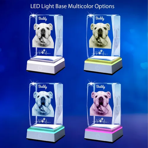 Miniatura 3 de Marco de fotos de cristal 3D personalizado con luz nocturna para mascotas conmemorativo con mis fotos, regalo de aniversario de Navidad