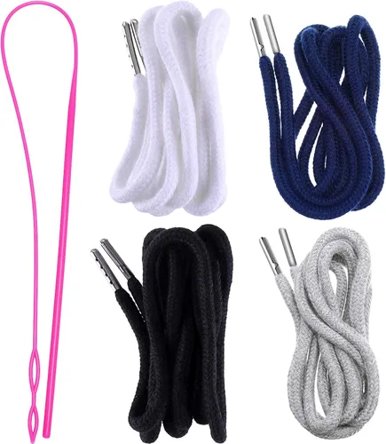 Miniatura 8 de Jetec Cordones de repuesto con cordón fácil de enhebrar para pantalones deportivos, pantalones cortos, pantalones, chaquetas (beige, azul marino)