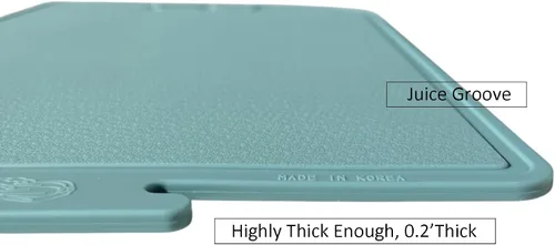 Miniatura 7 de Tabla de Cortar de Silicona Gruesa de Doble Cara Fabricada en Corea 14.3" x 9.7" Diseño Plegable Ranura Antigoteo Mango con Agarre Apta para Menta