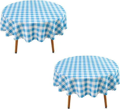 Miniatura 36 de MANGATA CASA Mantel de cuadros rosa para mesas cuadradas, mantel a cuadros, impermeable, para cocina y mesa, mantel de poliéster a cuadros sin Rosa