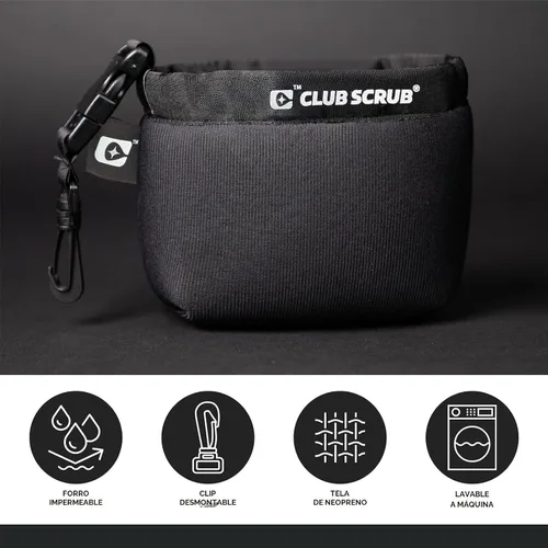 Miniatura 2 de Club Scrub Bolsa de limpieza para palos de golf y pelotas de golf, forro impermeable con tecnología de cara limpia, clip desmontable, lavable a Negro