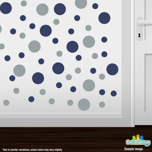 Miniatura 2 de Calcomanías de pared de vinilo azul marino/metálico plateado (30 calcomanías), calcomanías de lunares, adhesivo extraíble, seguro en paredes