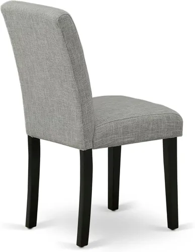 Miniatura 11 de East West Furniture ABP1T06 Abbott Parson - Sillas de comedor Shitake de tela de lino, juego de 2, color negro