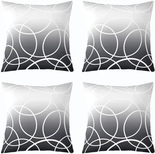 Miniatura 28 de Fundas de almohada geométricas modernas con rayas en rojo, marrón y negro, diseño retro de círculos y remolinos, juego de 4 fundas de almohada de 16