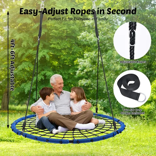 Miniatura 6 de Trekassy Columpio de Red Platillo de Telaraña de 60 pulgadas para Niños y Adultos, Columpio de Red para Exteriores de Servicio Pesado de 750 libras