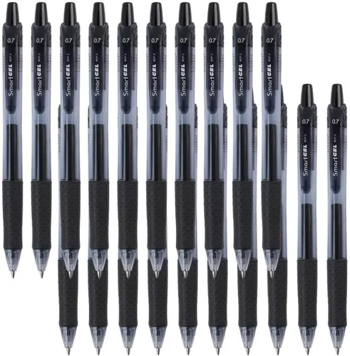 Smart Color Art - Paquete de 45 bolígrafos de gel negros, bolígrafos retráctiles de tinta de gel de punta media, escritura suave, agarre cómodo,