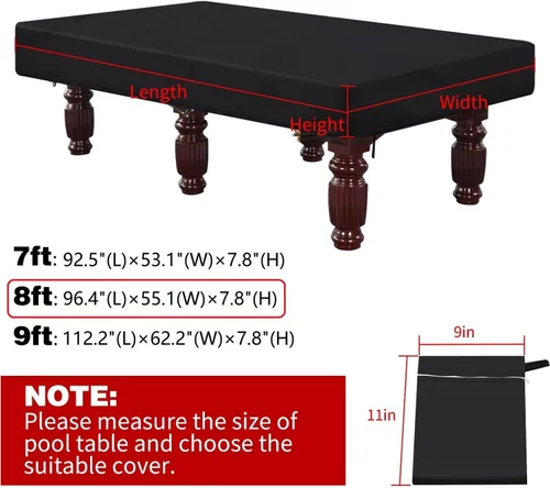 Miniatura 2 de Cubierta de mesa de billar de 8 pies, cubierta impermeable y resistente a desgarros para mesa de billar con bolsa de almacenamiento, para interiores