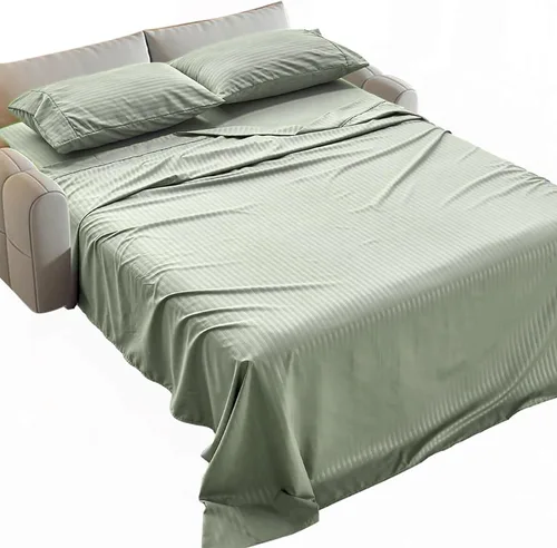 Miniatura 31 de Kingnex Sábanas a rayas para sofá cama de 36 x 72 pulgadas, tamaño individual para sofá cama, microfibra suave de doble cepillado 1800, 3 piezas