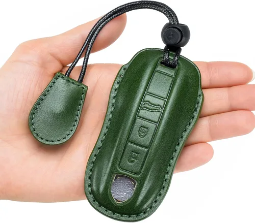 Miniatura 10 de para Funda de Llavero de Cuero Genuino con Keychain, Protector de Estuche de Llaves de Cuero Compatible con Panamera, 911, Cayenne, Macan