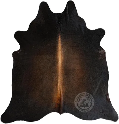 Miniatura 5 de Sunshine Cowhides Alfombra de piel de vaca 100% genuina, color marrón chocolate oscuro, alfombra de estilo moderno de piel animal y alfombra