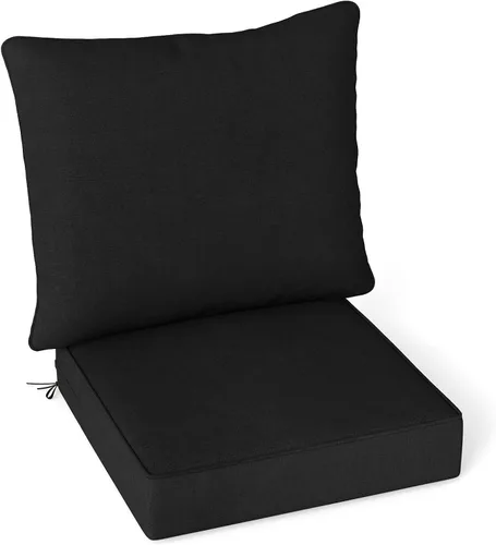 Giantex Juego de cojines de patio, almohadillas de asiento para sillas de exterior con cinturones de cuerda antideslizantes, cojines desmontables