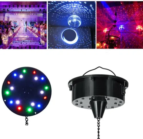 Miniatura 4 de Control de sonido, 18 luces LED, espejo giratorio de cristal, bola de reflejo de espejo colgante para discoteca DJ fiesta luz