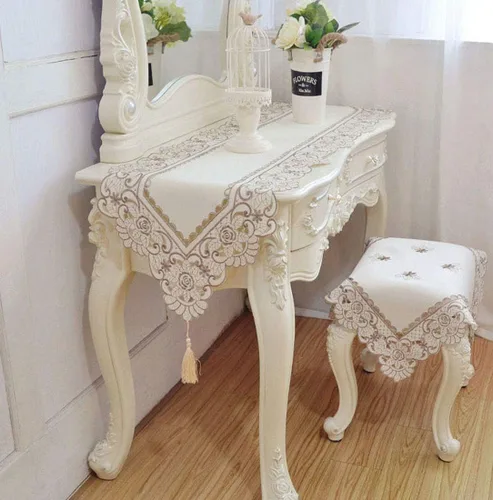 Miniatura 6 de LeLehome - Mantel de encaje bordado con flores color café
