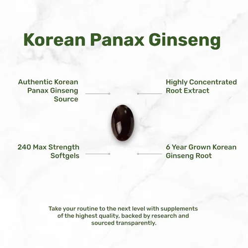 Miniatura 3 de Extracto de raíz de ginseng panax rojo coreano, 7,500 mg en porción, 240 cápsulas blandas - 150 mg de ginsenósidos activos