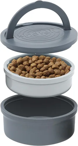 KindTail Comedero portátil para mascotas, cuencos de viaje para perros con tapa y asa, apto para microondas y lavavajillas, cuenco interior de 10