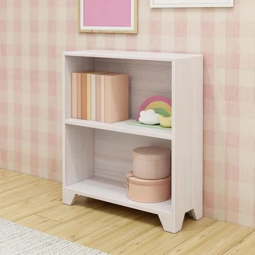 Miniatura 8 de Max & Lily Estantería moderna de 2 estantes, de madera maciza para dormitorio de niños, color marrón madera de granero Barnwood Marrón