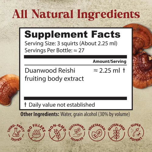 Miniatura 6 de Dragon Herbs Duanwood Reishi Drops • Suplemento de hongos • Montaña cultivada orgánicamente en troncos • Extracciones triples • para inmunidad