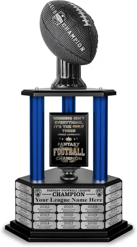 Miniatura 18 de TrophySmack Fantasy Football Trophy, 19-Year Perpetual Winner Award – Customizable Championship Award with Plaque and Winner Engravings