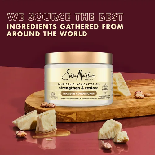 Miniatura 3 de SheaMoisture - Acondicionador sin enjuague, paquete de 3 – Aceite de ricino negro jamaicano para fortalecer y restaurar la fórmula para reparar