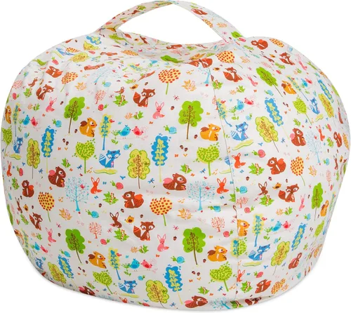 Miniatura 7 de Posh Creations Funda de puf para niños con almacenamiento para animales de peluche - Organizador de juguetes para niños, Mediano 68.58 cm - Lona