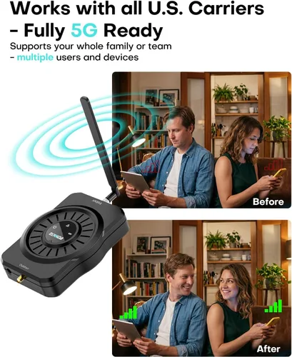 Miniatura 2 de ZORIDA Amplificador de teléfono celular para todos los operadores de EE. UU., Aumenta 5G 4G LTE 3G, amplificador de señal de teléfono celular