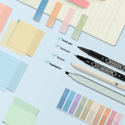 Miniatura 7 de Jutom Kit de Anotar Libros Estético de 39 Piezas con Estuche de Lápices, Marcador, Estuche Transparente, Notas Adhesivas, Gel, Bolígrafo, Rosa