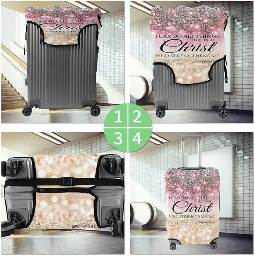 Miniatura 5 de Fundas de equipaje para maleta, aprobadas por la TSA, protector elástico lavable para maleta, funda protectora de maleta con texto en inglés "I can